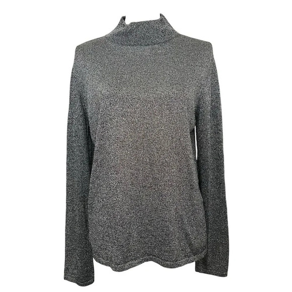 Nordstrom Silk Blend Mock Neck Pullover Sweater Size L Shimmer - Picture 8 of 8